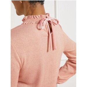 Talbots Sweater Blush Gold Danish Pastel‎ Tie Back Smocked Balloon Sleeve Top M